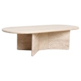TRAVERTIN CAFE TABLE OVAL NATURAL 140 - CAFE, SIDE TABLES